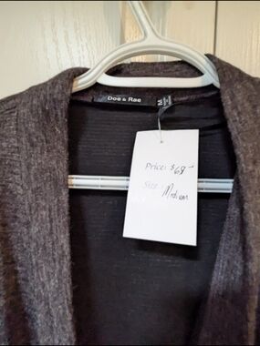 Doe & Rae Charcoal Gray Open-Front Women's Sweater
